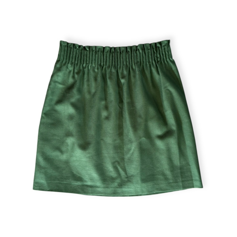 J. Crew mini skirt gathered waist emerald green skirt wool blend Sz 0 XS